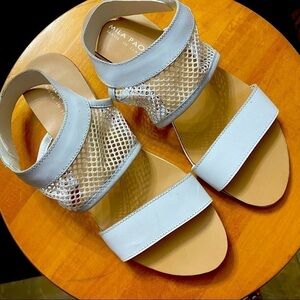 Mila Paoli Italian Leather Knit Ankle Sandals White 6.5M